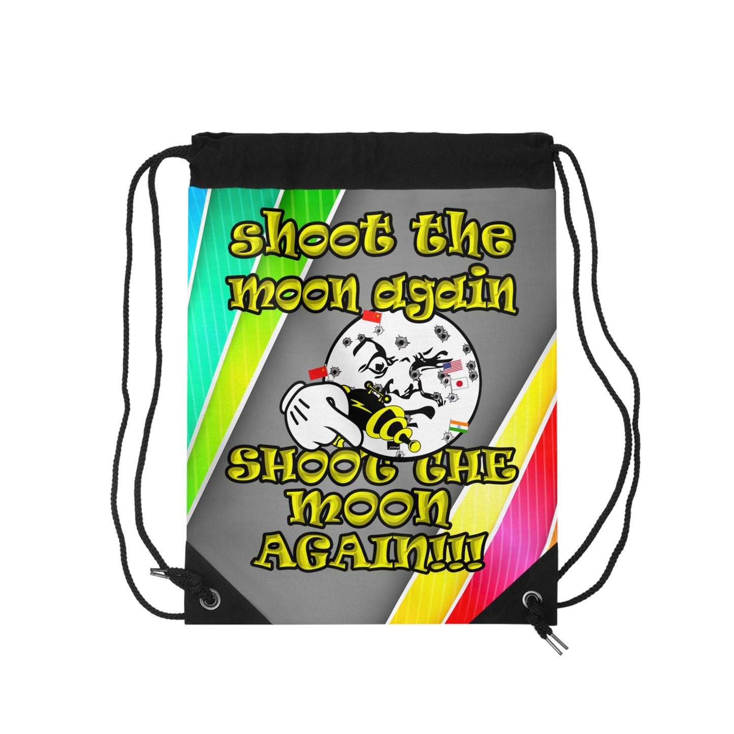 shoot the moon again - Drawstring Bag (rainbow split)