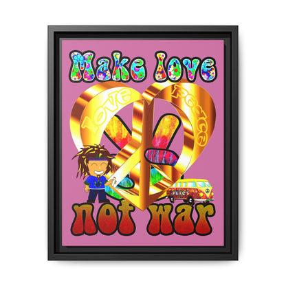 love peace - framed canvas art (light pink)