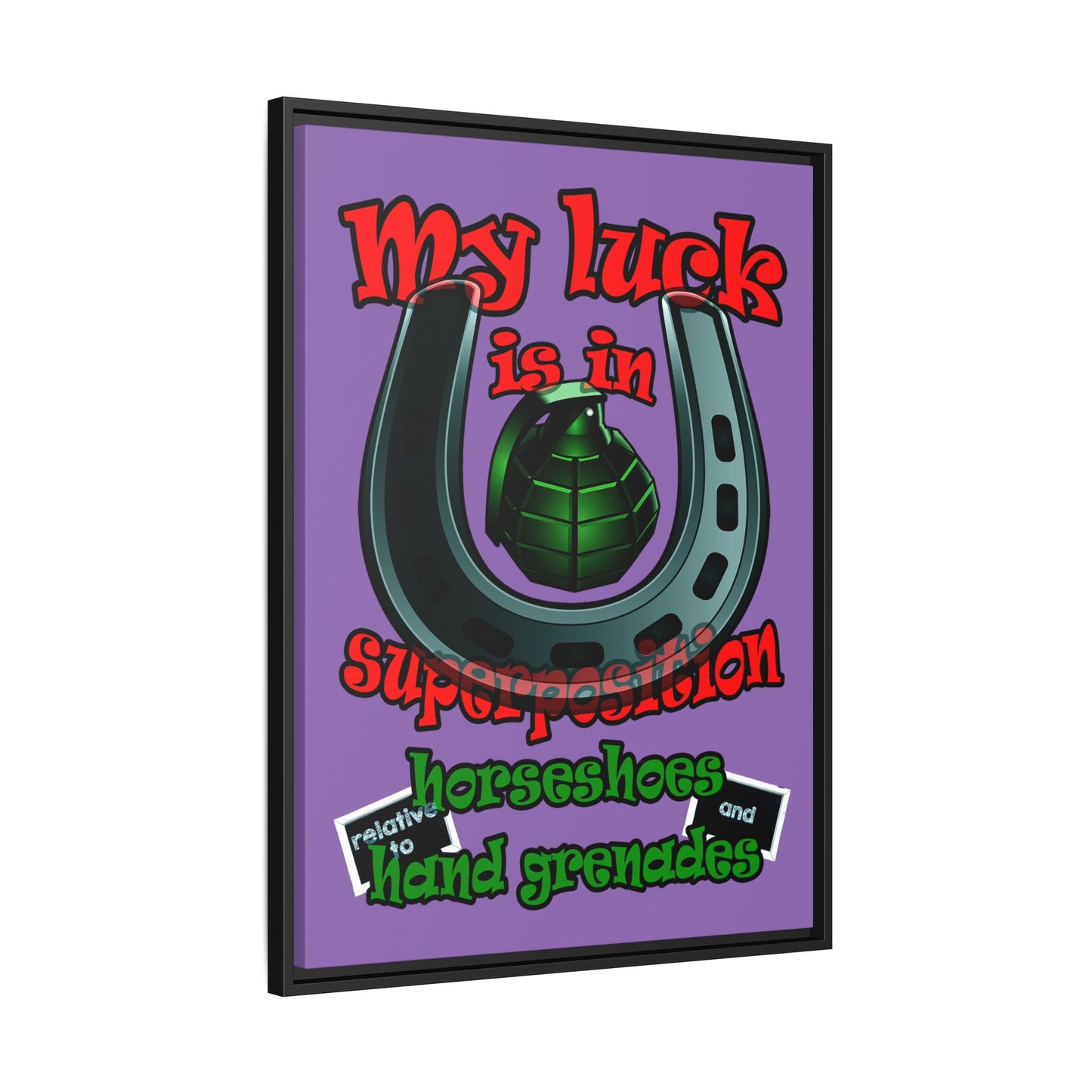my luck - framed canvas art (light purple)