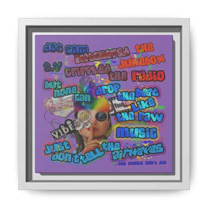 drop the beat - framed canvas art (light purple)