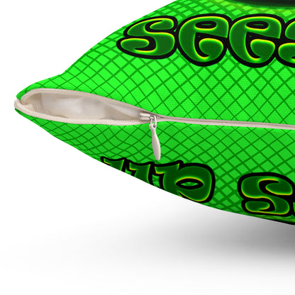 green monster - Spun Polyester Square Pillow - (logo green)