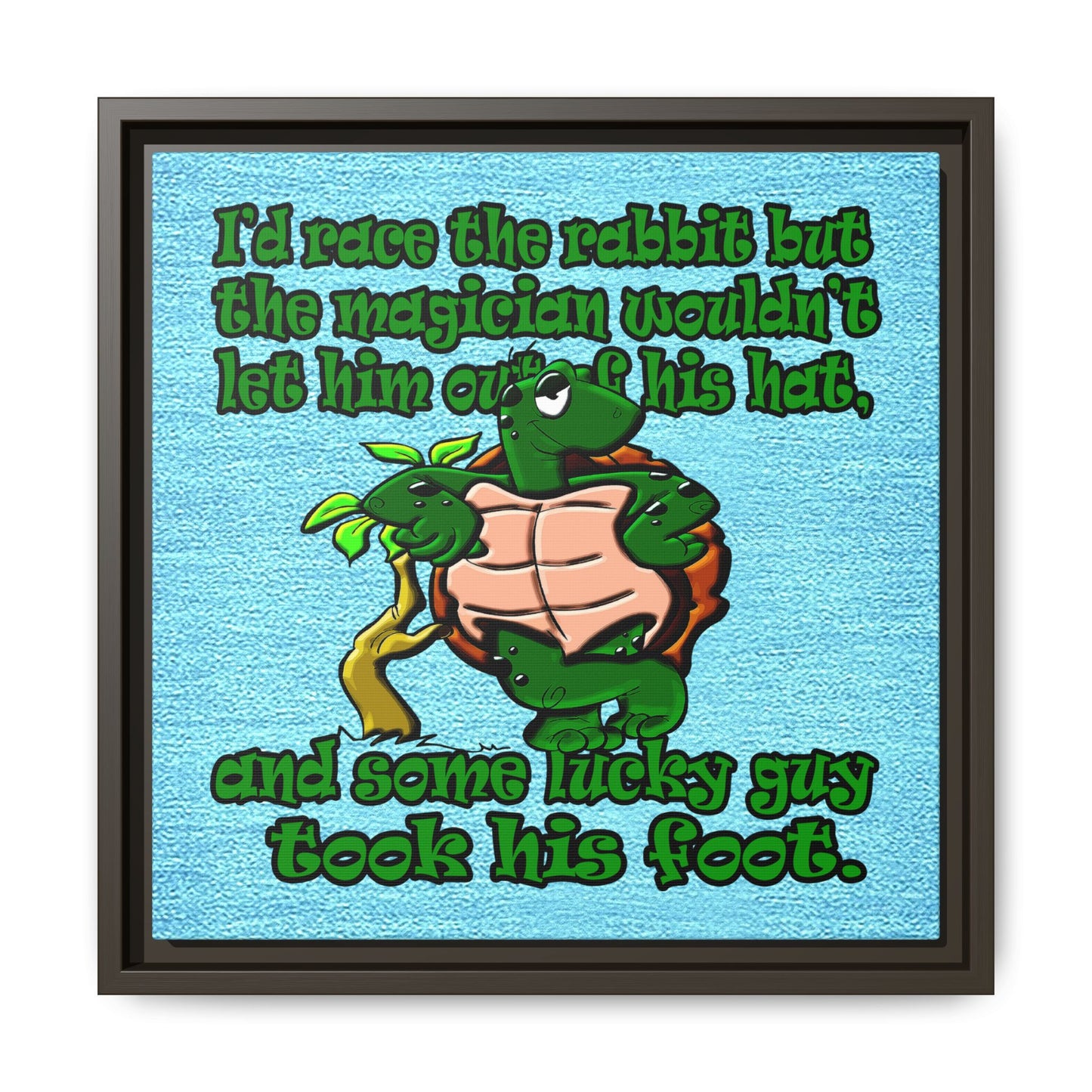 turtle race - framed canvas art (faded blue)