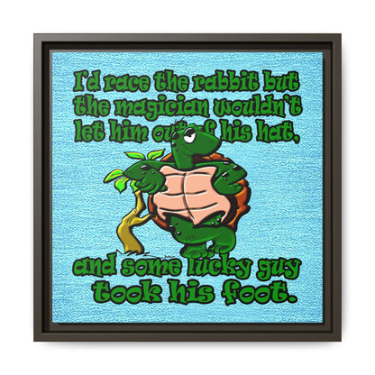 turtle race - framed canvas art (faded blue)