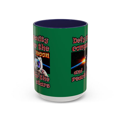 defy conquer reach - Accent Mug (dark green)
