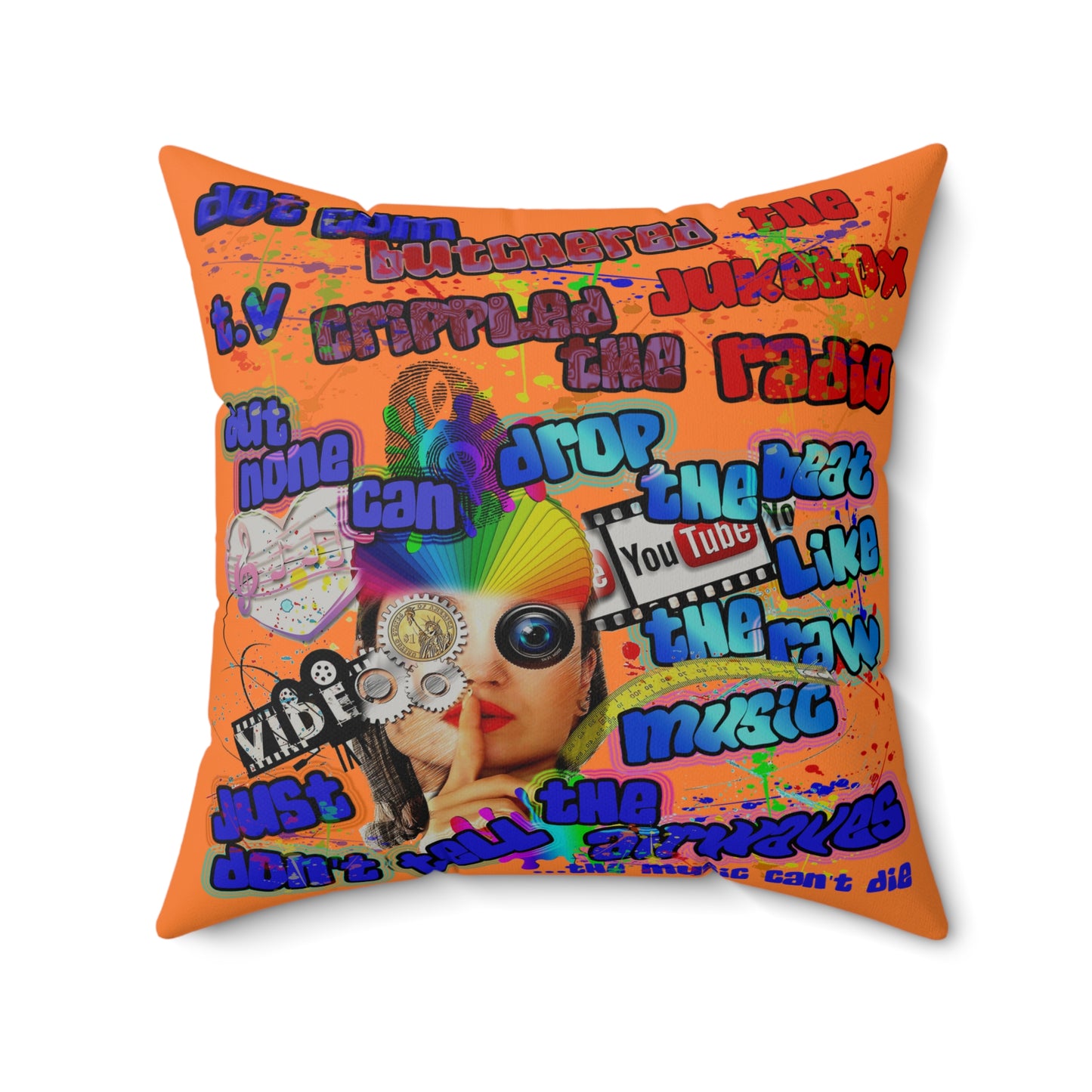 drop the beat - Faux Suede Square Pillow - (crusta)