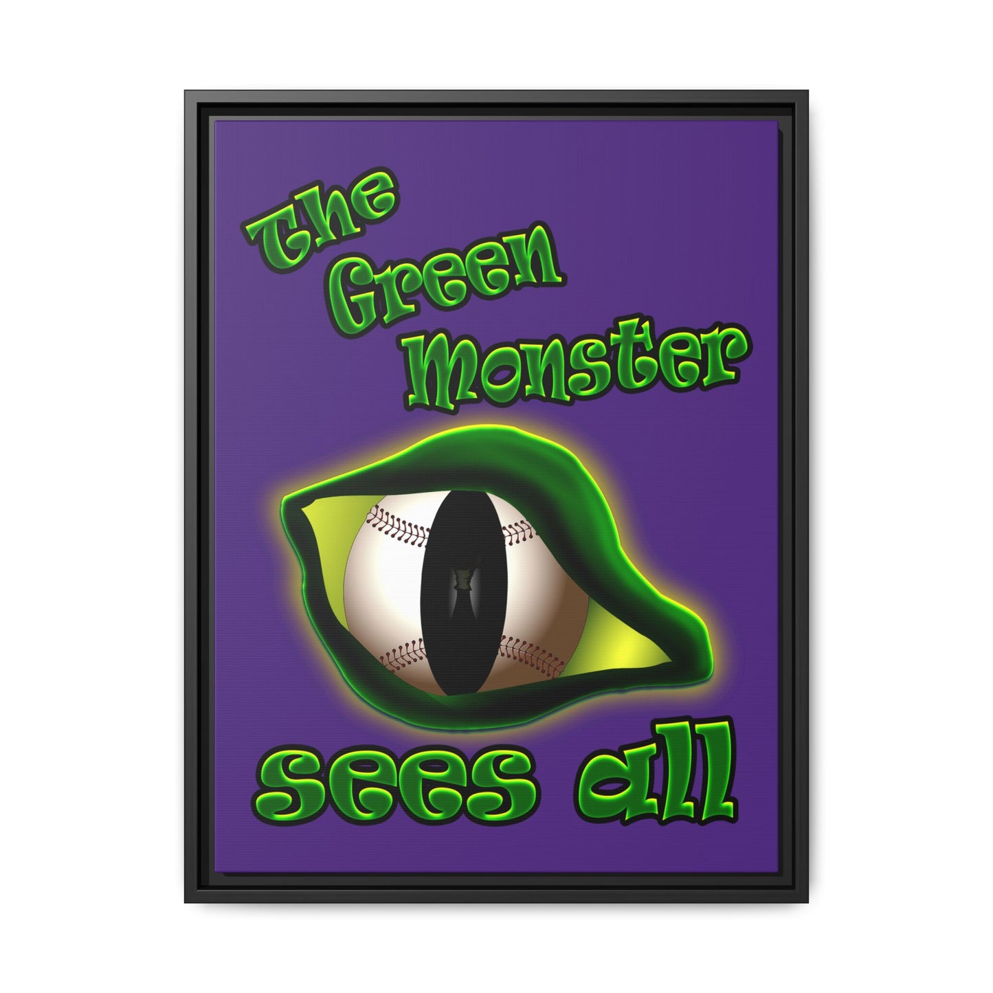 green monster - framed canvas art (purple)