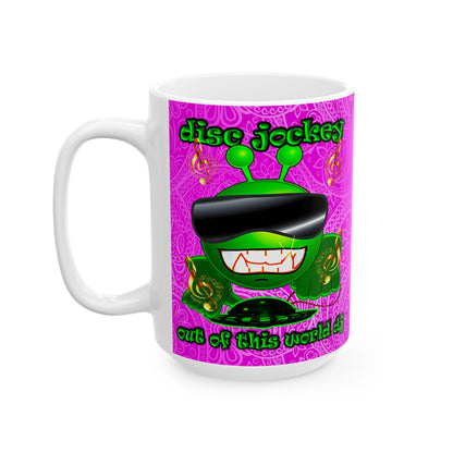 disc jockey - White Mug (pink swirl)