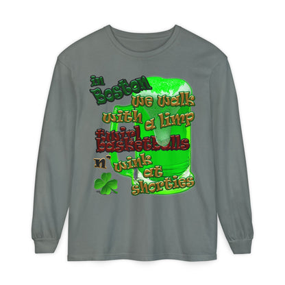 celtics logo - Unisex Garment-dyed Long Sleeve T-Shirt