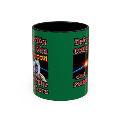 defy conquer reach - Accent Mug (dark green)