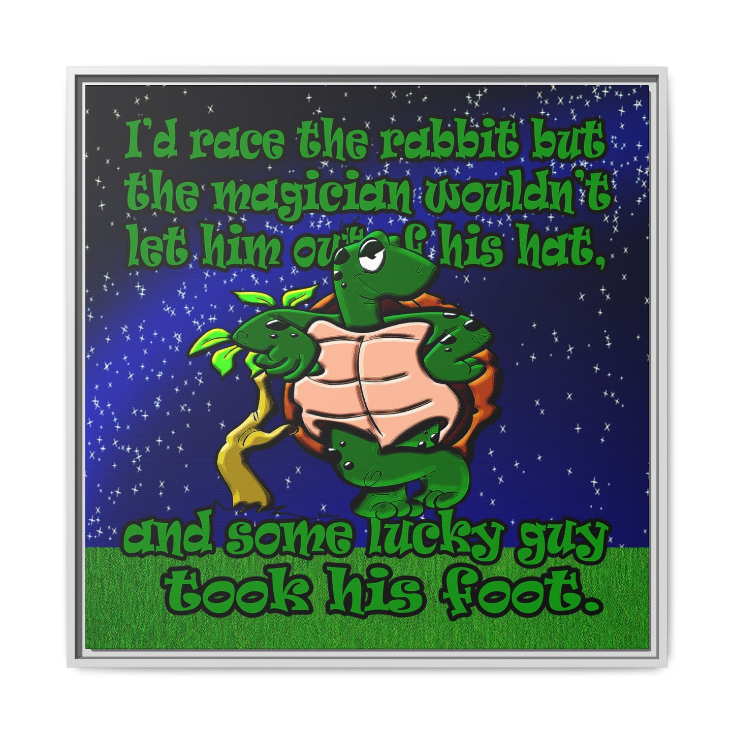 turtle race - framed canvas art ('snoops' background)