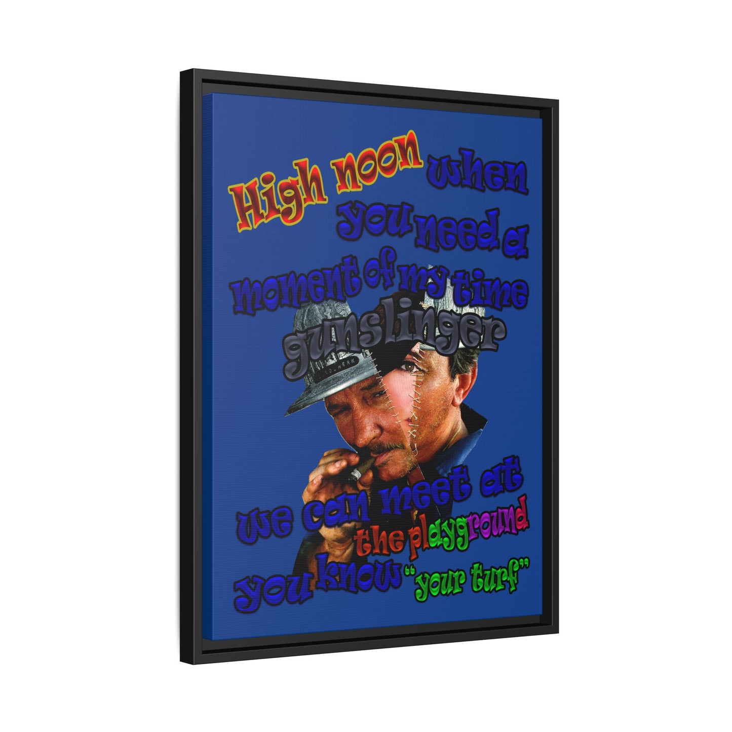 high noon - framed canvas art (dark blue)