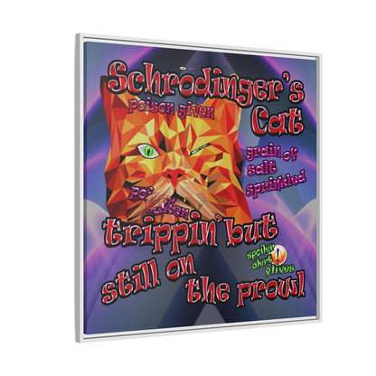 schrodinger's cat - framed canvas art (grey-pink wave)