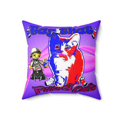 tag that - Spun Polyester Square Pillow - (purple-pink wave)
