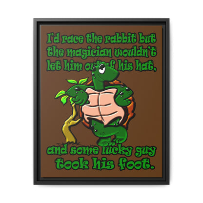 turtle race - framed canvas art (brown)