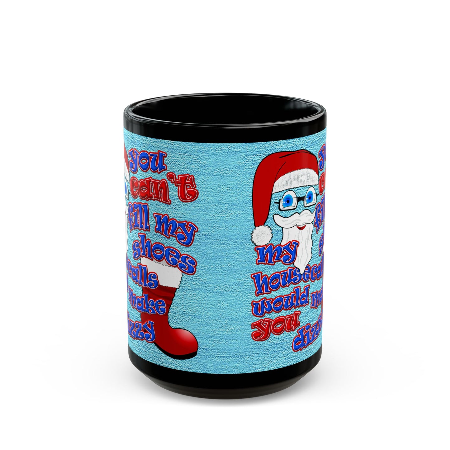 santa's shoes - Black Mug (faded dark blue)