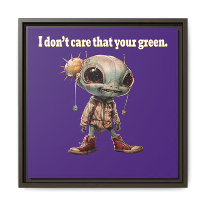I don't care that your green - framed canvas art (purple)