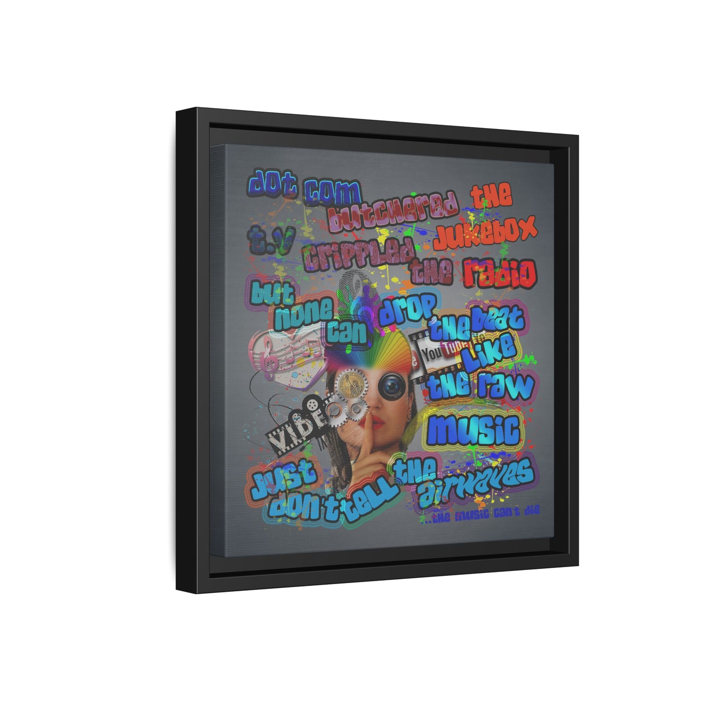 drop the beat - framed canvas art (grey-light grey)