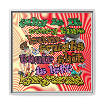 the bum's shit - framed canvas art (yellow-orange wave)