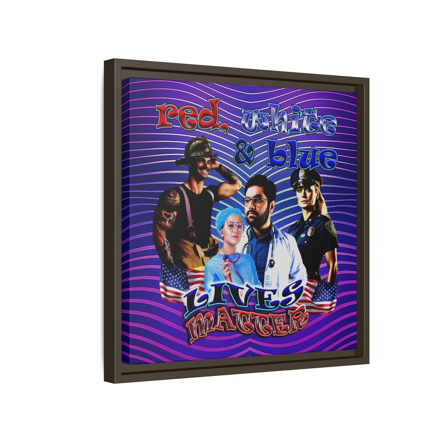 rw&b lives matter - framed canvas art (purple wave)