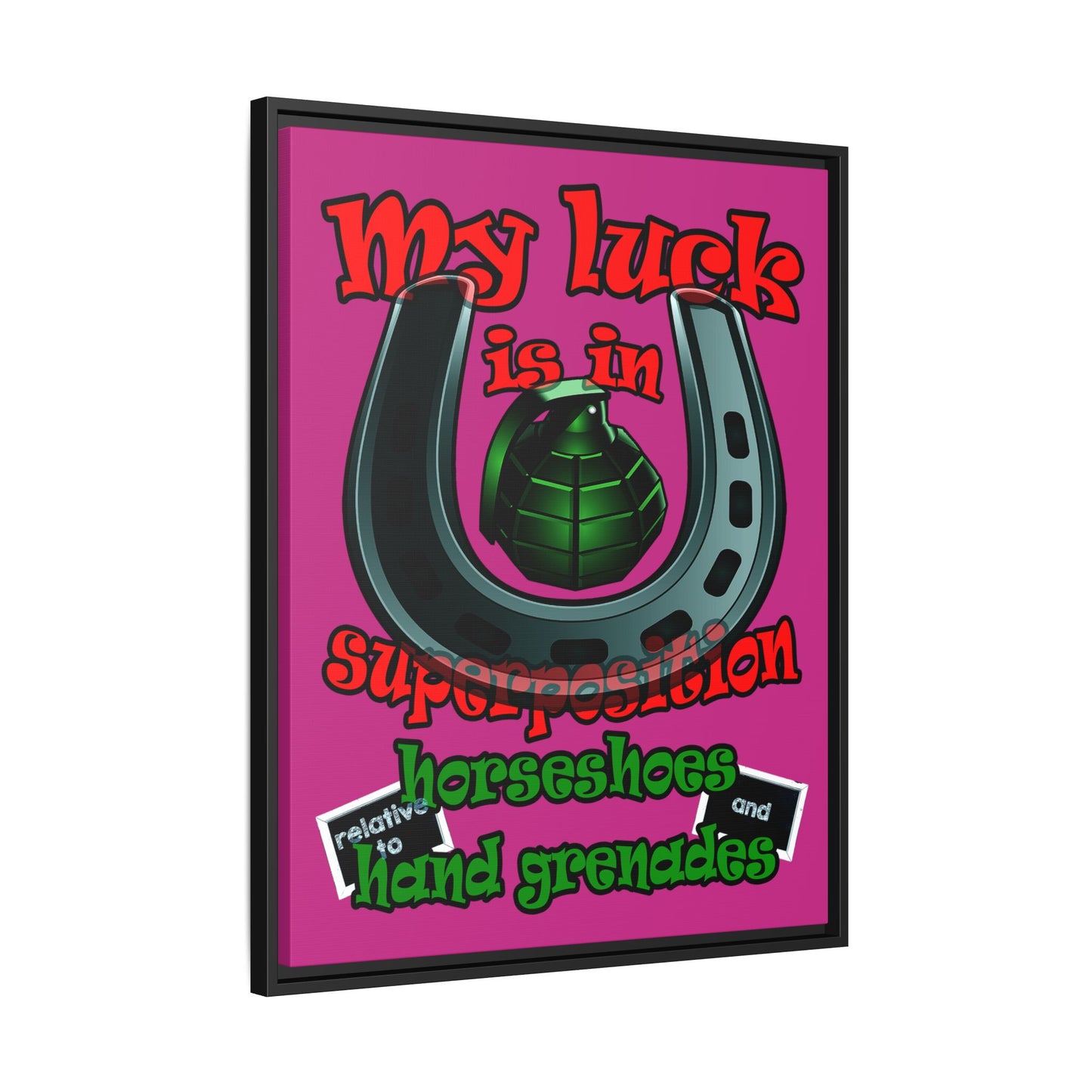 my luck - framed canvas art (pink)