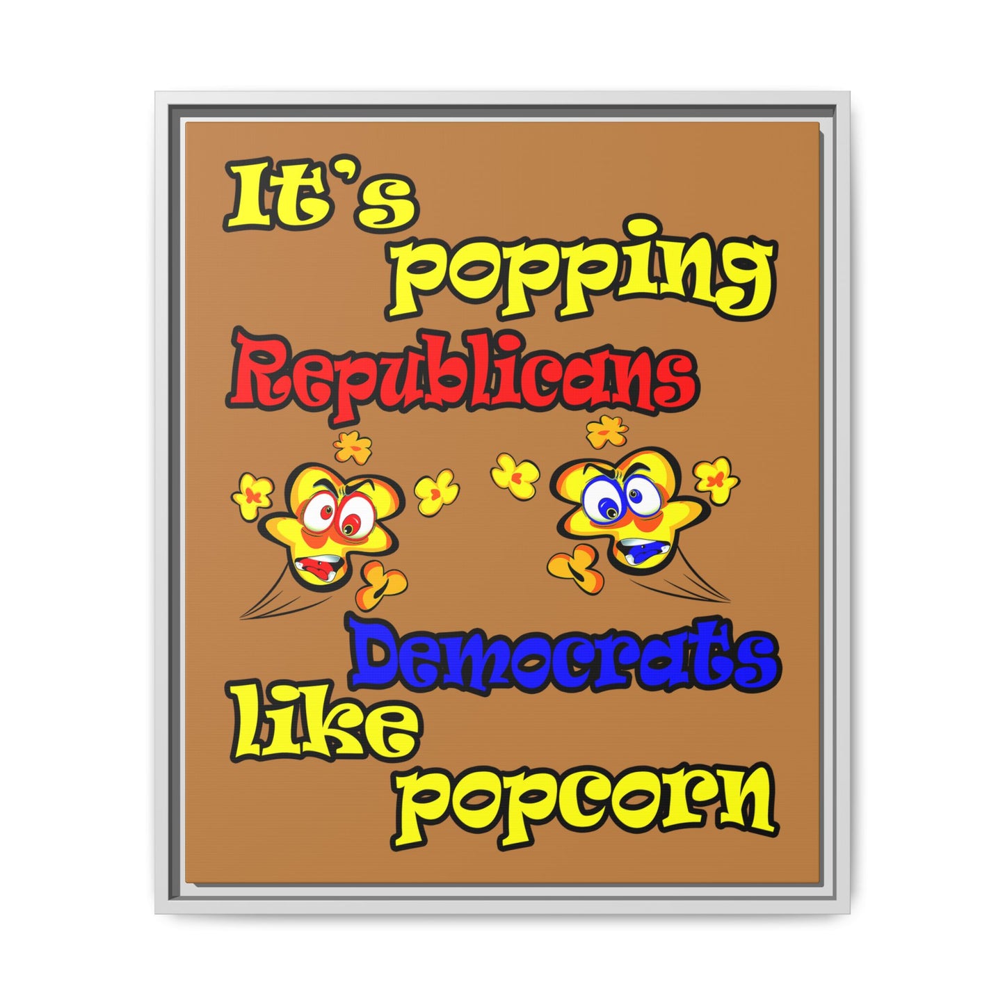 popping like popcorn - framed canvas art (light brown)