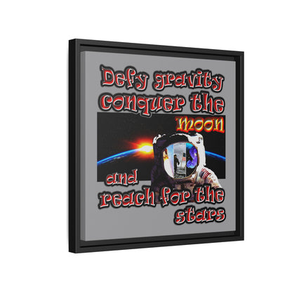 defy conquer reach - framed canvas art (grey)