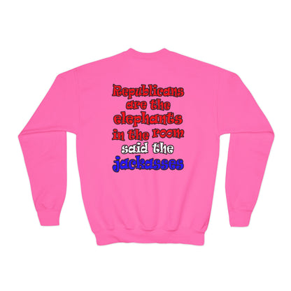 donkeys and elephants - Youth Crewneck Sweatshirt