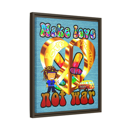 love peace - framed canvas art (faded blue)