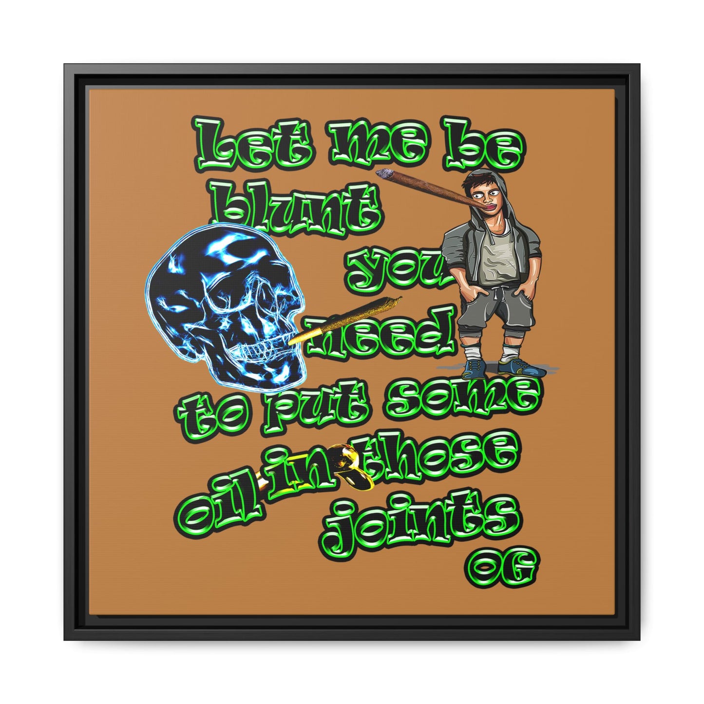 og - framed canvas art (light brown)