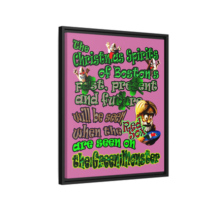 christmas spirits of boston - framed canvas art (light pink)