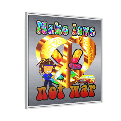 love peace - framed canvas art (brushed nickel)