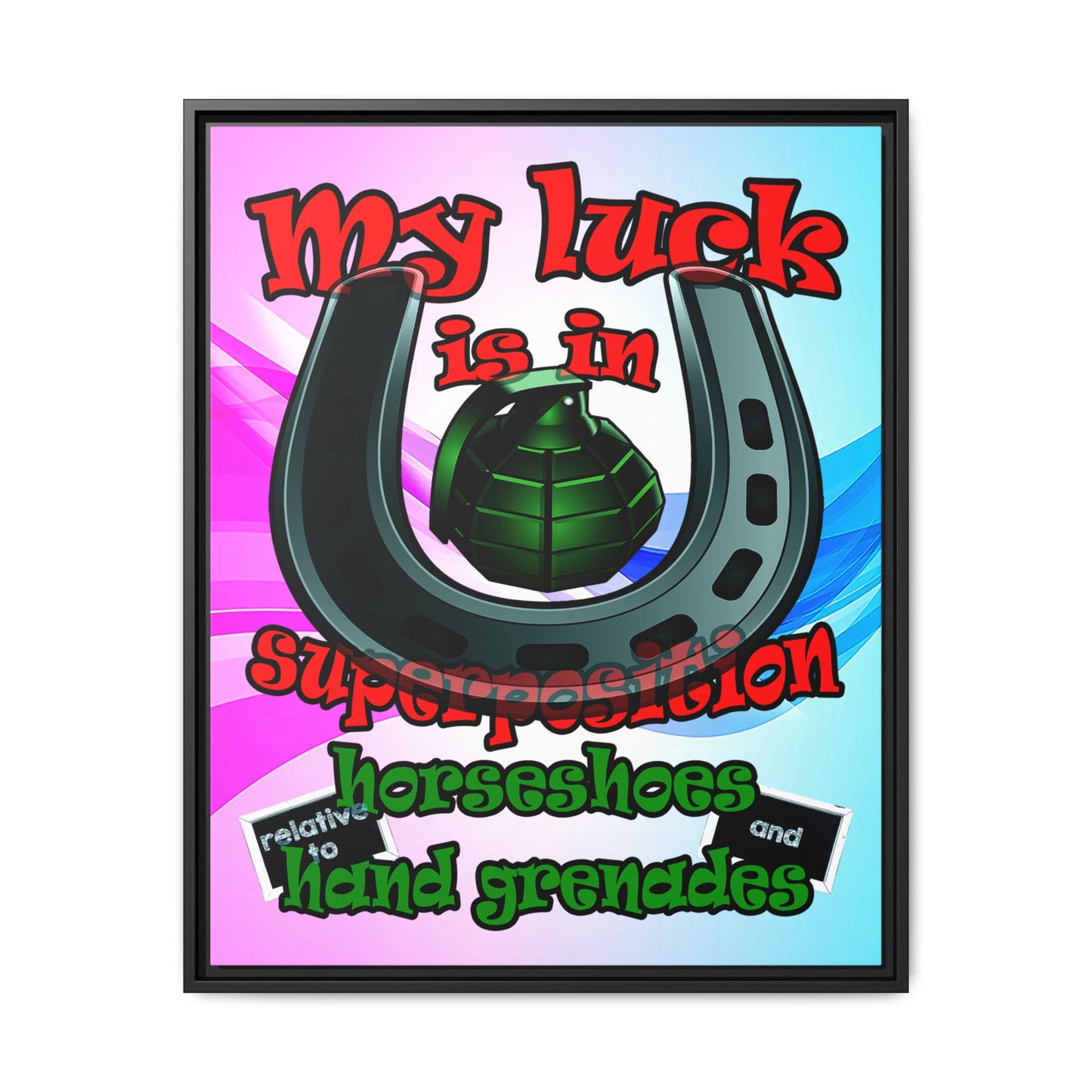 my luck - framed canvas art (light blue-pink wave)