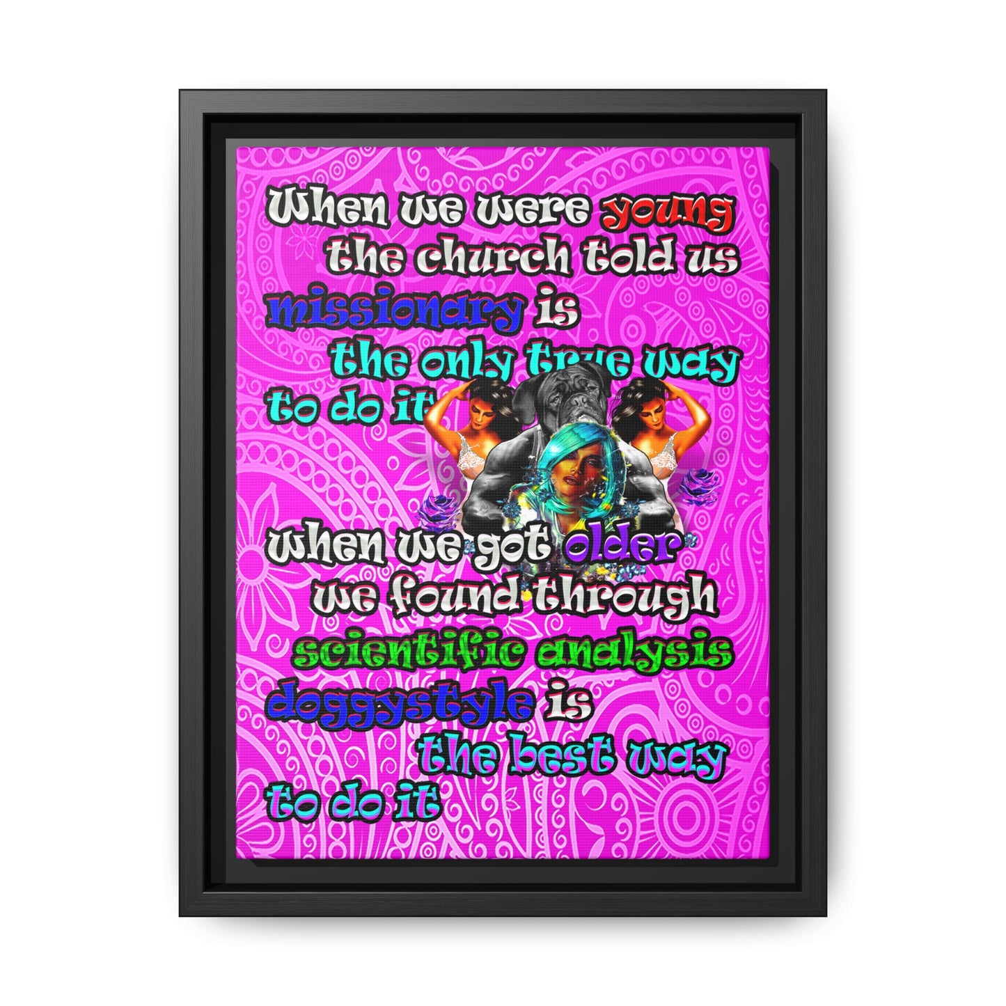 doggystyle - framed canvas art (pink swirl)