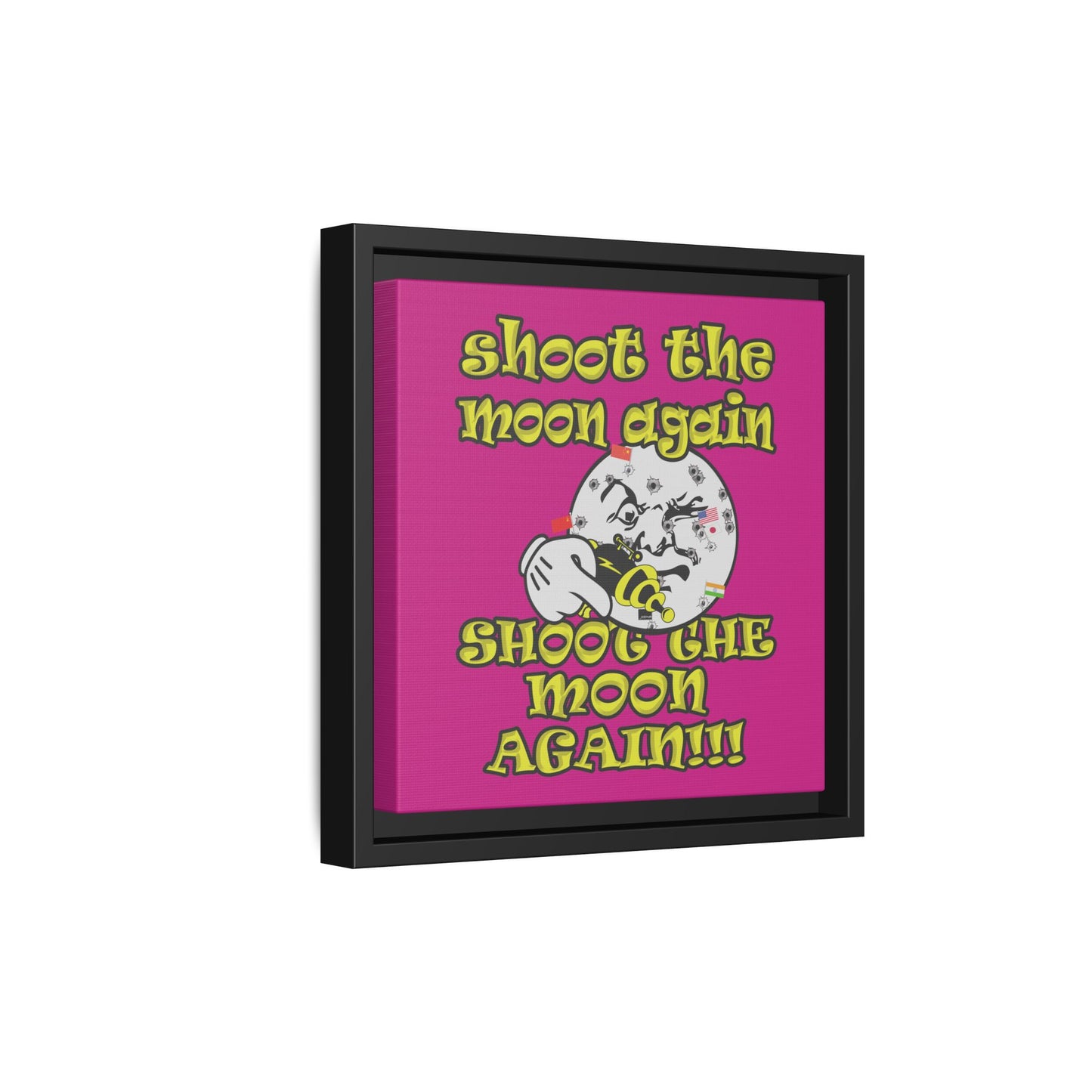 shoot the moon again - framed canvas art (pink)
