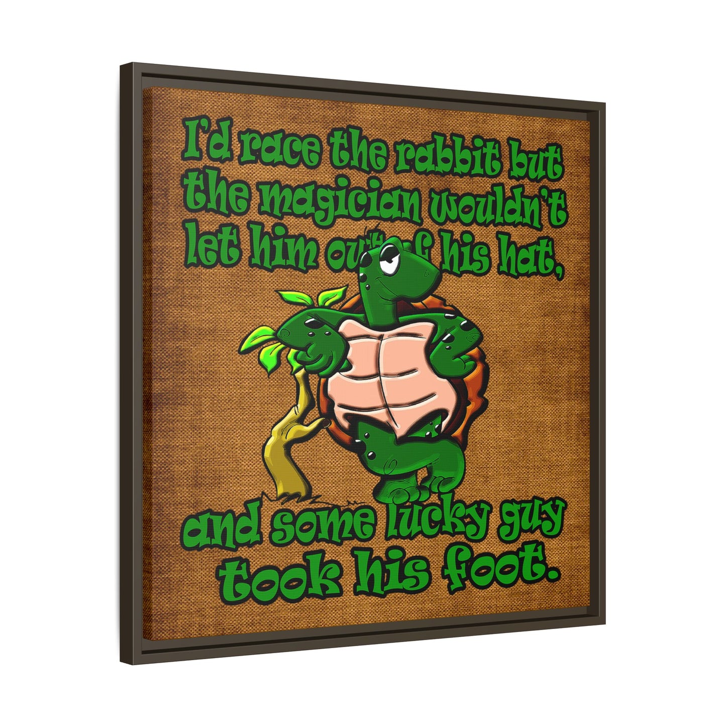 turtle race - framed canvas art (brown papyrus)