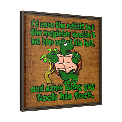 turtle race - framed canvas art (brown papyrus)