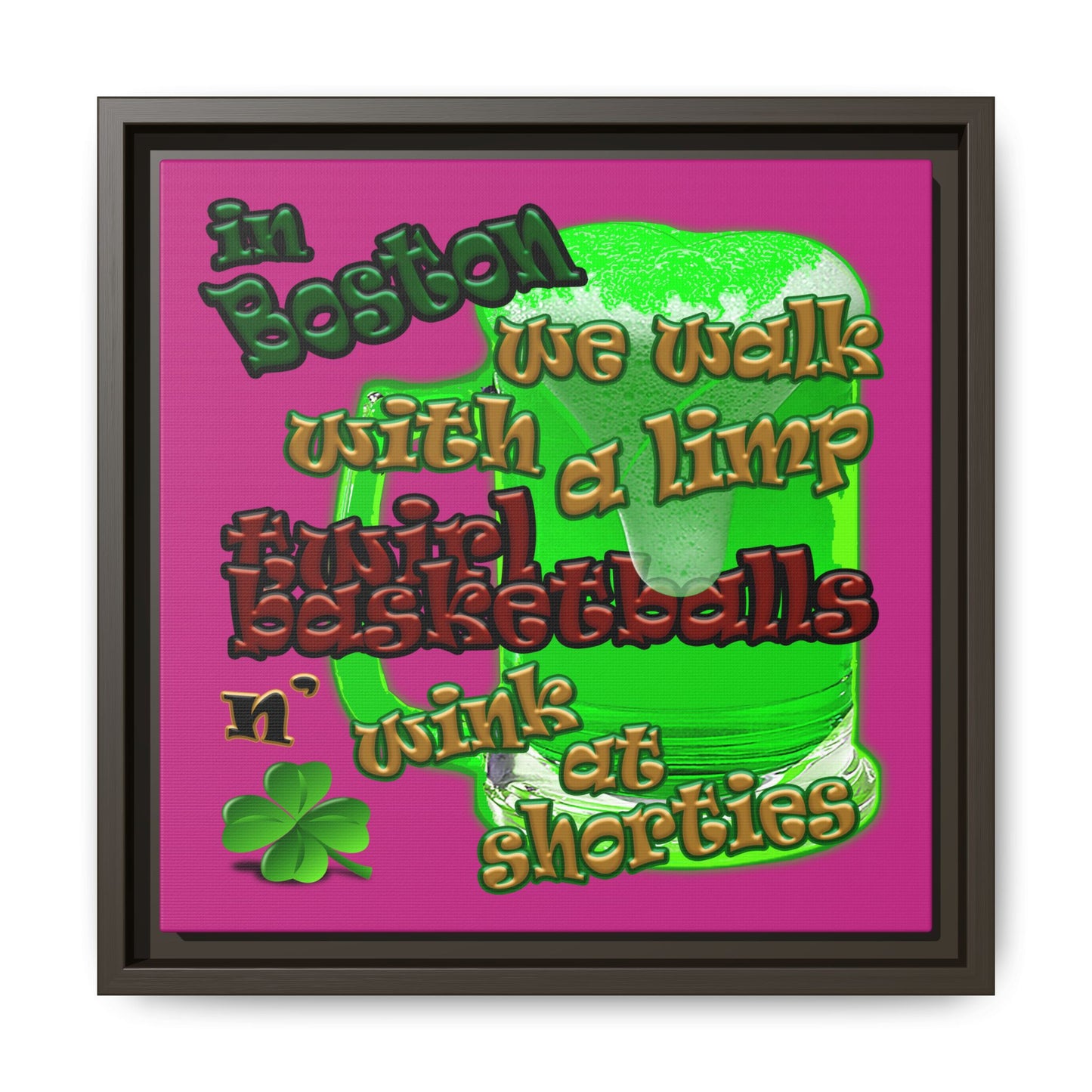 celtics logo - framed canvas art (pink)