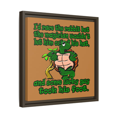 turtle race - framed canvas art (light brown)
