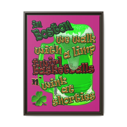 celtics logo - framed canvas art (pink)
