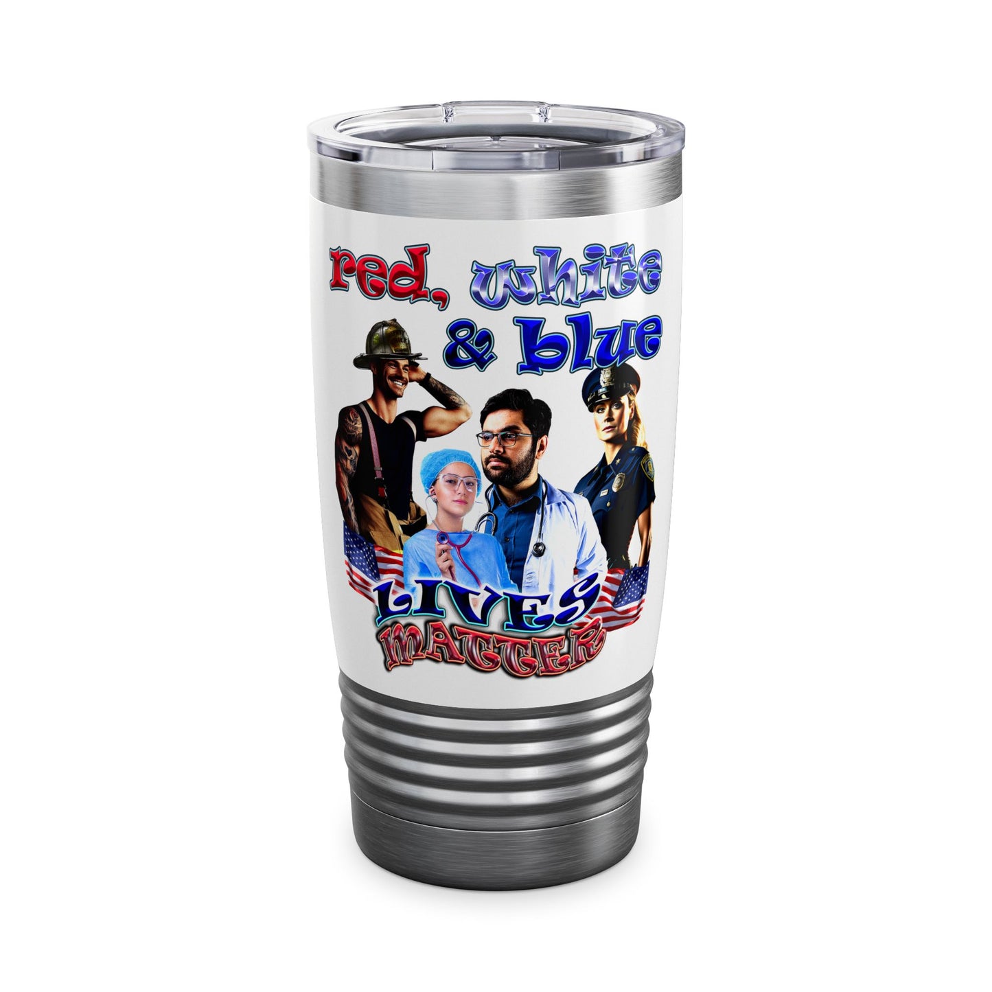 rw&b lives matter - Ringneck Tumbler, 20oz (white)