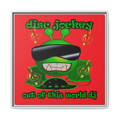 disc jockey - framed canvas art (red)