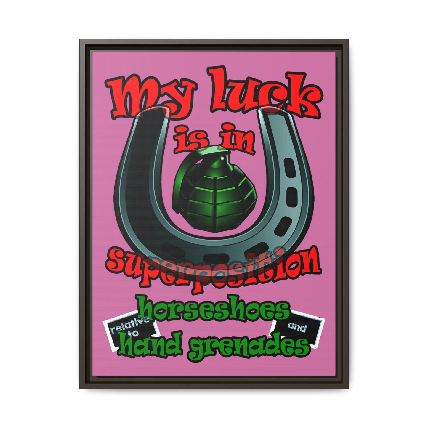 my luck - framed canvas art (light pink)