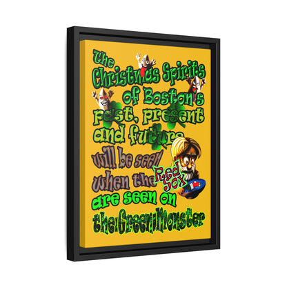 christmas spirits of boston - framed canvas art (yellow)