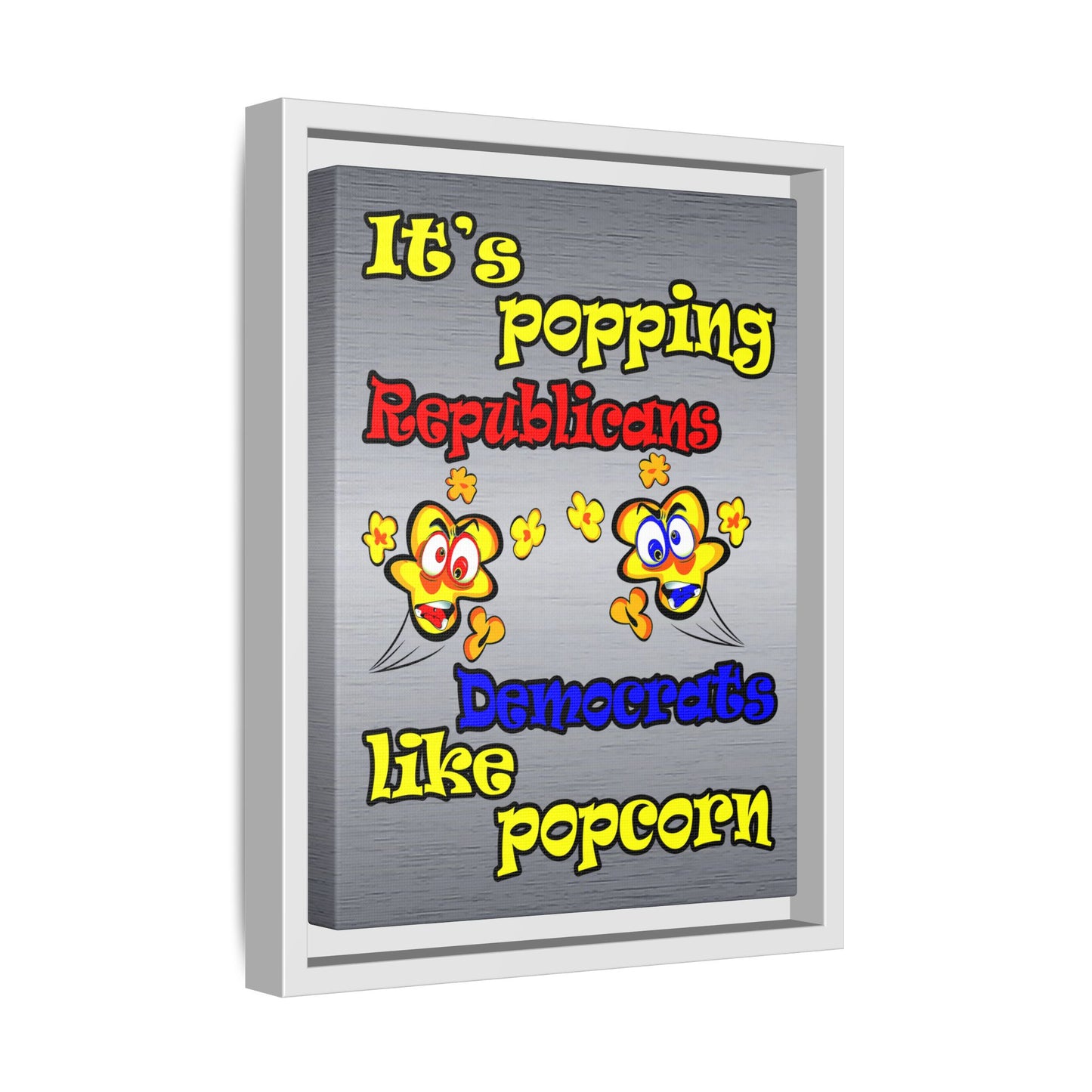 popping like popcorn - framed canvas art (brushed nickel)