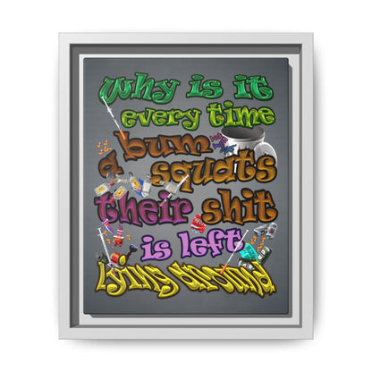 the bum's shit - framed canvas art (grey-light grey)