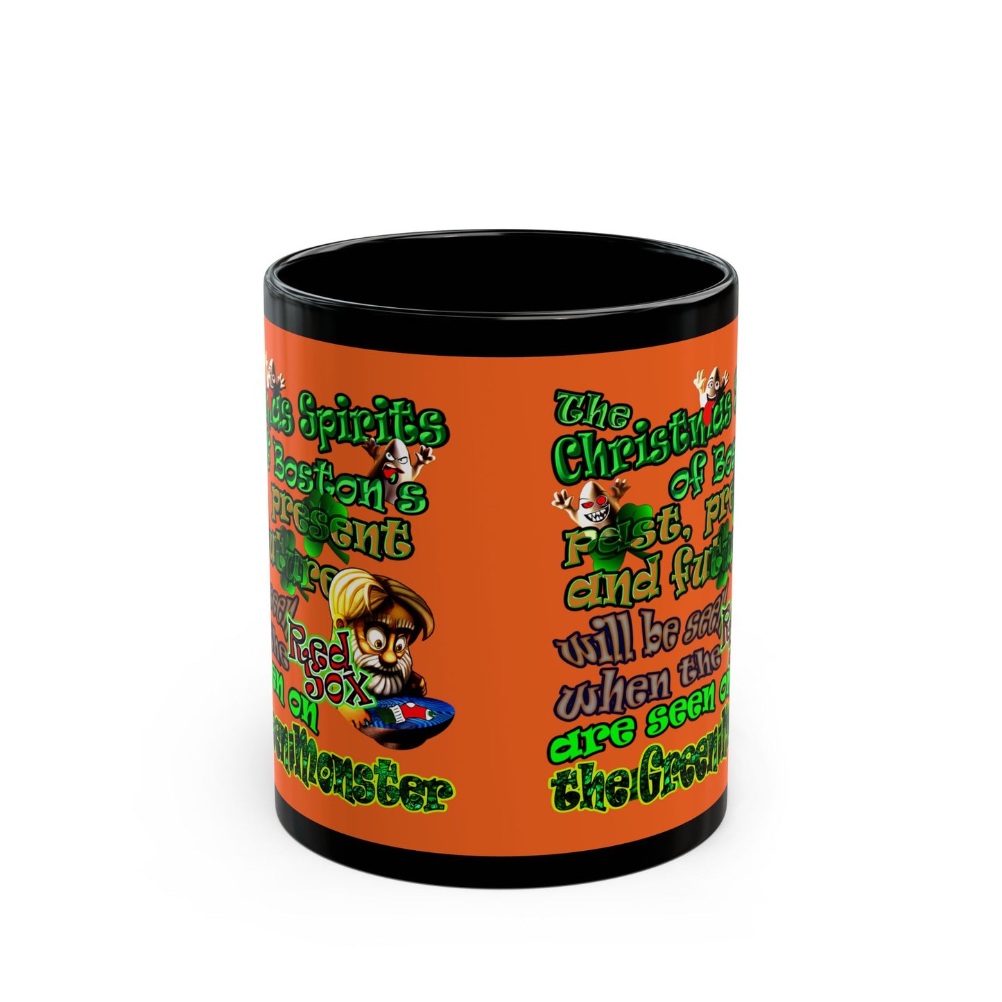 christmas spirits of boston - Black Mug (orange)