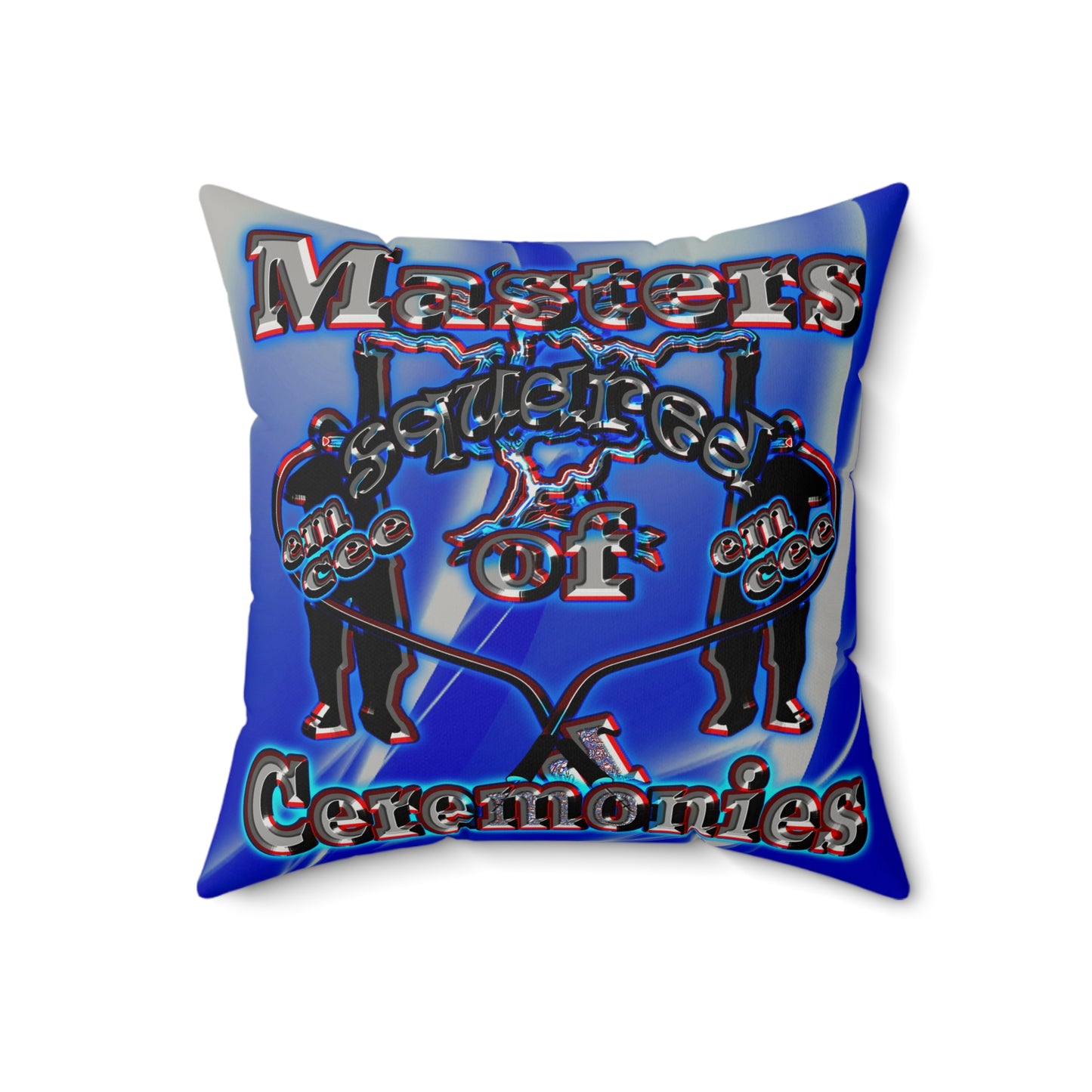 em cee squared - Faux Suede Square Pillow - (blue-white wave)
