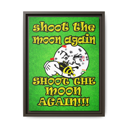shoot the moon again - framed canvas art (green turf)