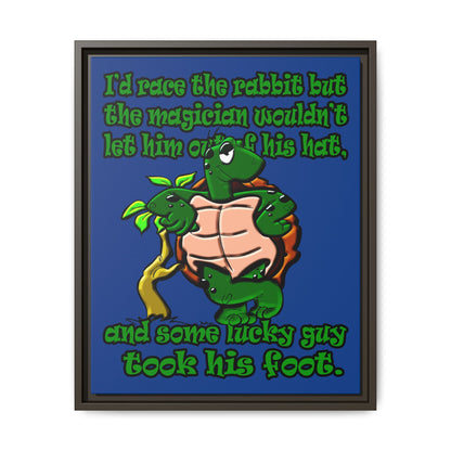 turtle race - framed canvas art (dark blue)