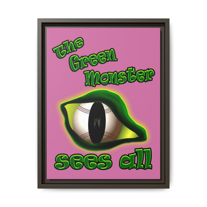 green monster - framed canvas art (light pink)